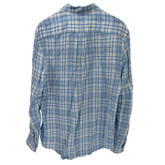 Vineyard Vines Shirt Mens Medium Blue Plaid Linen Button Down Classic Fit Tucker - Picture 4 of 7